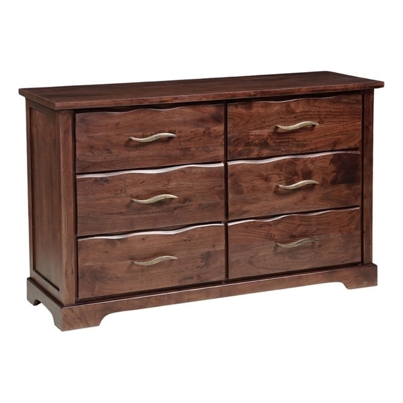 Darcy 6-drawer Live Edge Solid Wood Dresser in Dark Brown 60 Inches Long