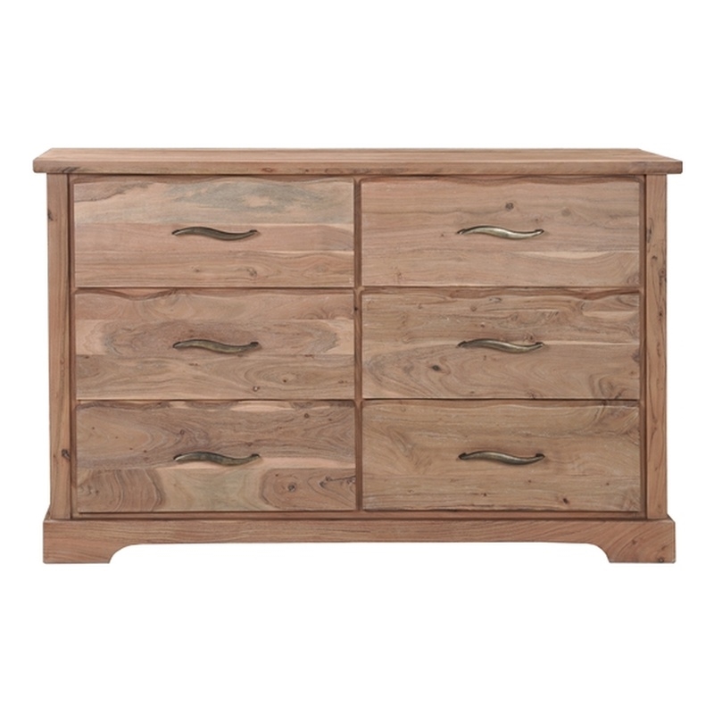 Darcy 6-drawer Live Edge Solid Wood Dresser in Natural 60 Inches Long