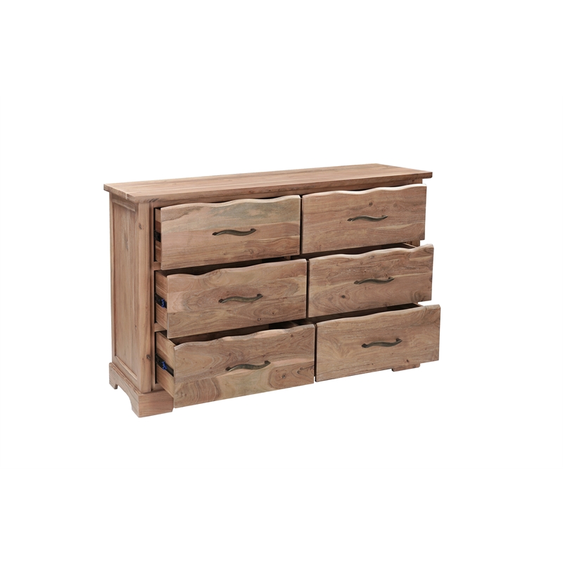 Darcy 6-drawer Live Edge Solid Wood Dresser in Natural 60 Inches Long
