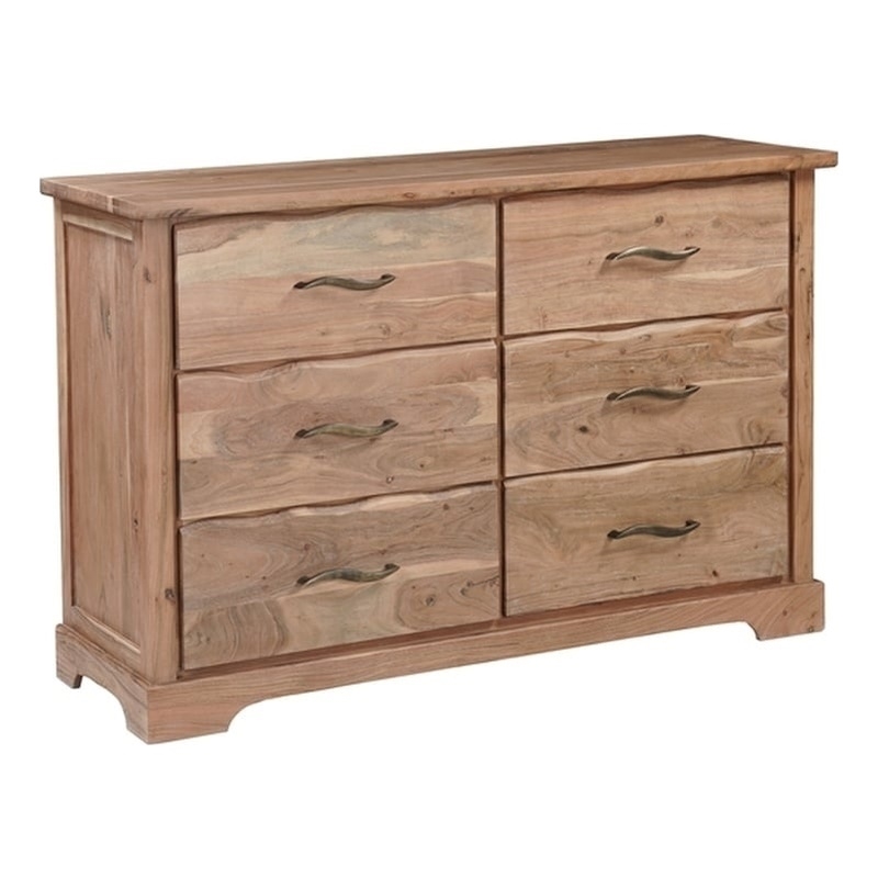Darcy 6-drawer Live Edge Solid Wood Dresser in Natural 60 Inches Long
