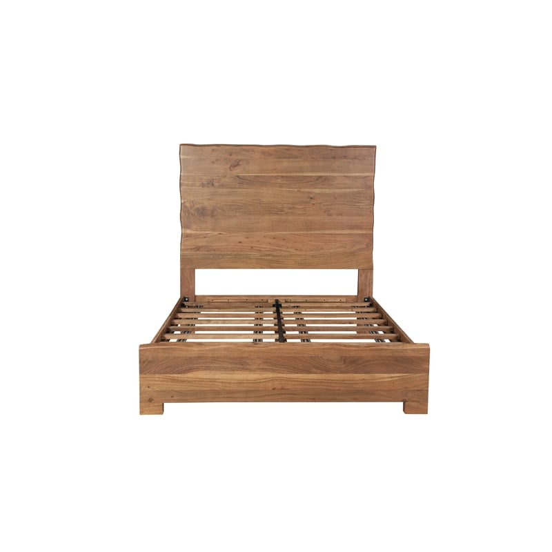 Werrick Live Edge Modern Solid Wood Queen Panel Bed in Brown