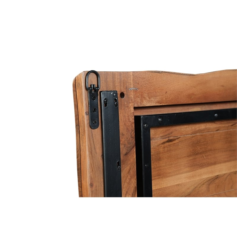 Werrick Live Edge Modern Solid Wood Queen Panel Bed in Brown