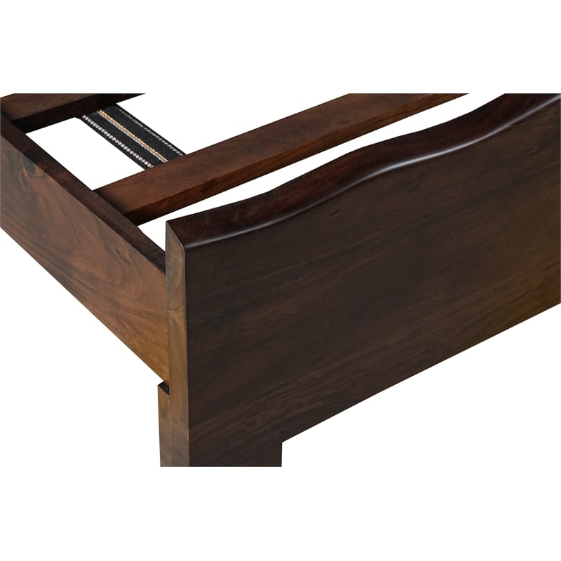 Werrick Live Edge Modern Solid Wood King Size Panel Bed in Dark Brown
