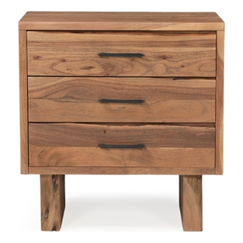 Werrick Solid Wood 3-drawer Nightstand in Brown 26.5 Inches Tall