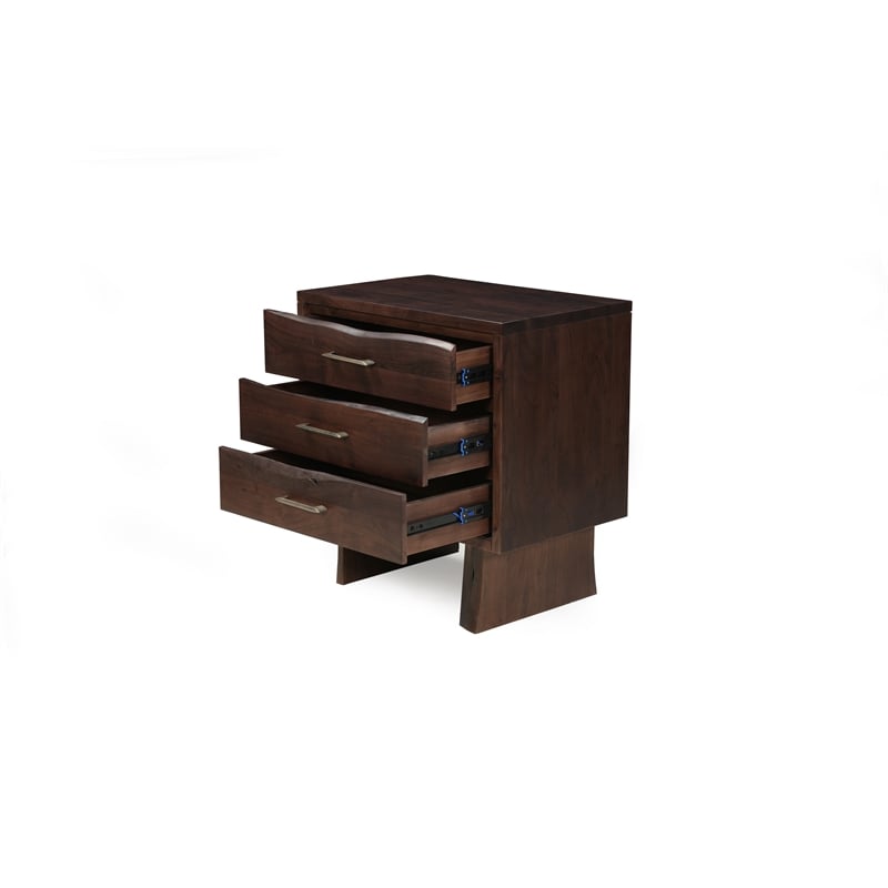 Werrick Solid Wood 3-drawer Nightstand in Dark Brown 26.5 Inches Tall