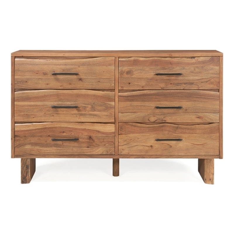 Werrick 6-drawer Live Edge Solid Wood Dresser in Brown 60 Inches Long