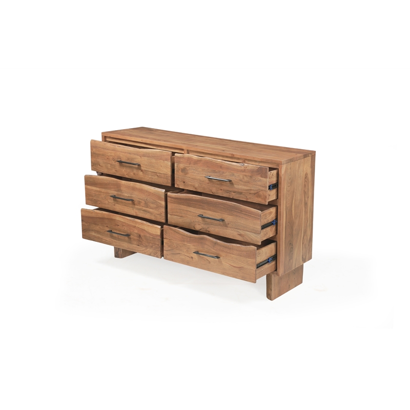 Werrick 6-drawer Live Edge Solid Wood Dresser in Brown 60 Inches Long