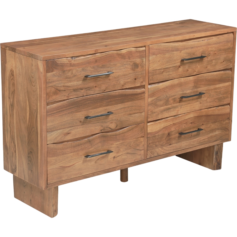 Werrick 6-drawer Live Edge Solid Wood Dresser in Brown 60 Inches Long