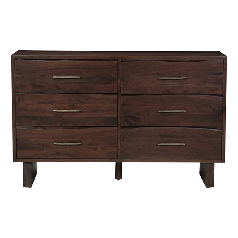 Werrick 6-drawer Live Edge Solid Wood Dresser in Dark Brown 60 Inches Long