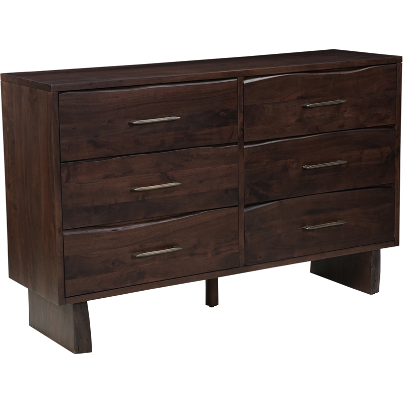 Werrick 6-drawer Live Edge Solid Wood Dresser in Dark Brown 60 Inches Long