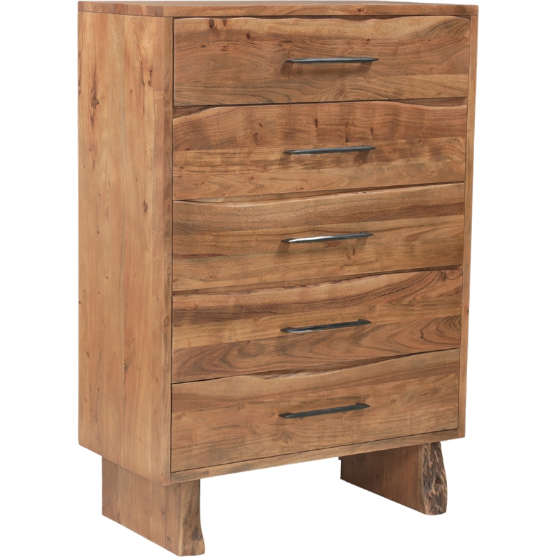 Werrick 5-drawer Live Edge Solid Wood Chest in Brown 52 Inches Tall