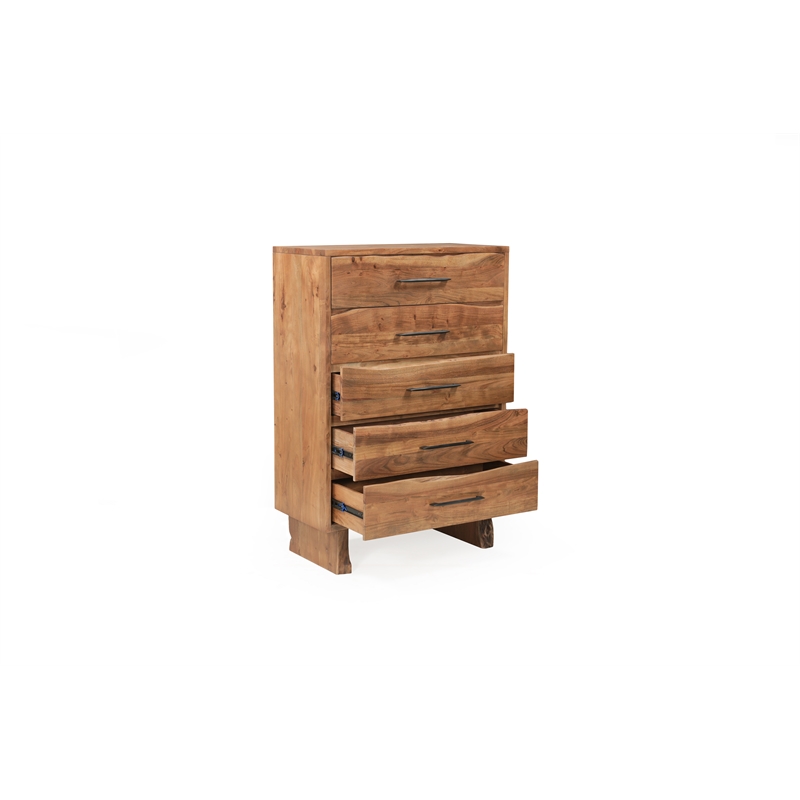 Werrick 5-drawer Live Edge Solid Wood Chest in Brown 52 Inches Tall