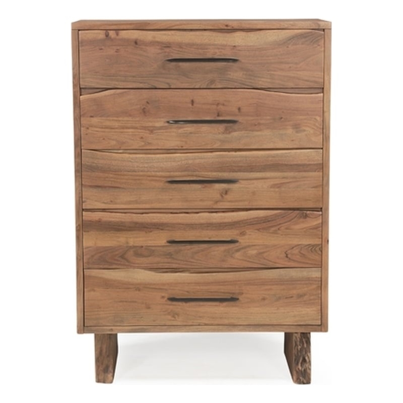 Werrick 5-drawer Live Edge Solid Wood Chest in Brown 52 Inches Tall