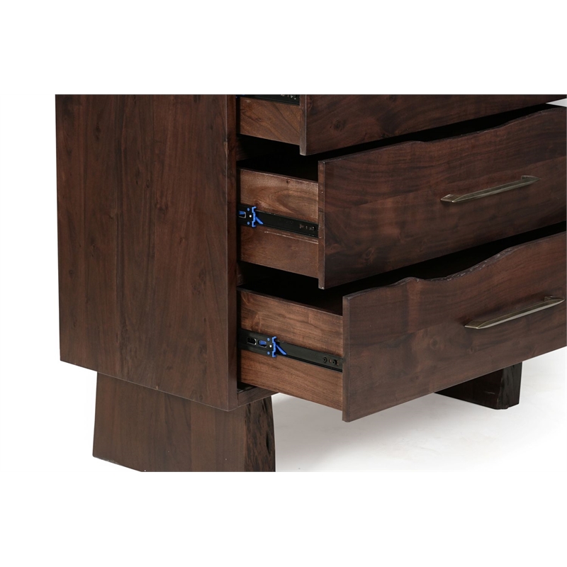 Werrick 5-drawer Live Edge Solid Wood Chest in Dark Brown 52 Inches Tall