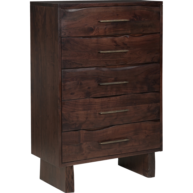 Werrick 5-drawer Live Edge Solid Wood Chest in Dark Brown 52 Inches Tall