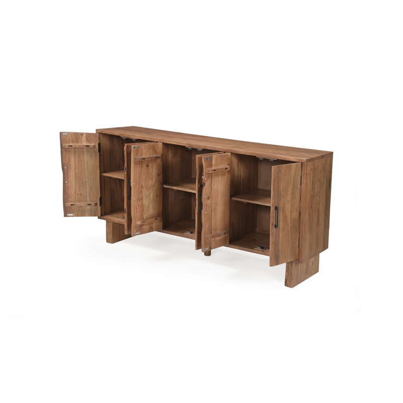 Werrick Solid Wood Rectangular Sideboard in Brown 69 Inches Long