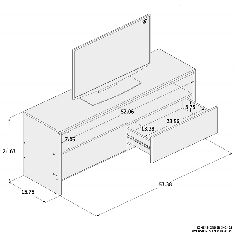 Boahaus Phoenix 1-Shelf Modern Wood TV Stand for TVs up to 55