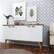 Boahaus Foix Modern Wood Sideboard with 4 Cabinets in White/Brown