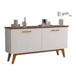Boahaus Foix Modern Wood Sideboard with 4 Cabinets in White/Brown
