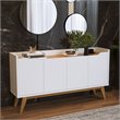 Boahaus Joux Modern Wood Sideboard with 4 Cabinets in White/Brown