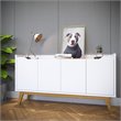 Boahaus Joux Modern Wood Sideboard with 4 Cabinets in White/Brown