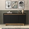 Boahaus Montresor Modern Wood Sideboard with 3 Doors in Black