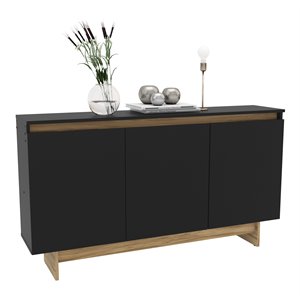 Boahaus Montresor Modern Wood Sideboard with 3 Doors in Black