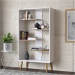 Boahaus Lund Adjustable 5-Shelf Modern Wood Bookcase in White/Brown