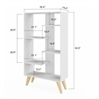Boahaus Lund Adjustable 5-Shelf Modern Wood Bookcase in White