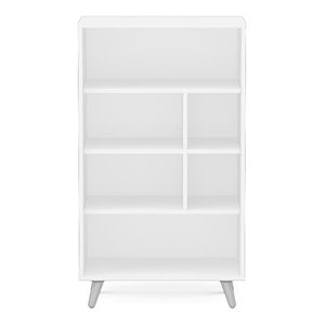 Boahaus Malmo 6-Shelf Modern Wood Bookcase with Tapered Legs in White