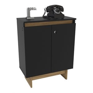 Boahaus Fingal Modern Wood Storage Cabinet with 2 Adjustable Shelves in Black