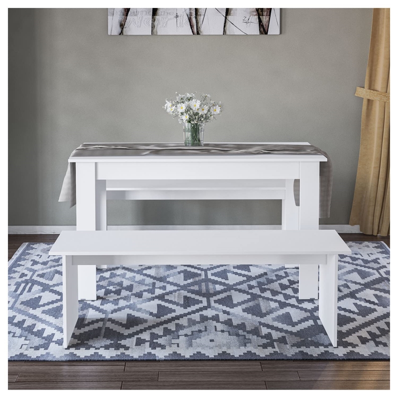 Boahaus Denali 3-Piece Rectangular Modern Wood Dining Set in White