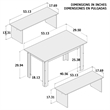 Boahaus Denali 3-Piece Rectangular Modern Wood Dining Set in White