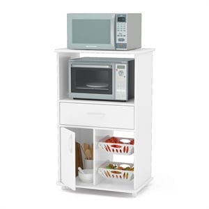 Boahaus Grenoble 1-Drawer Modern Wood Kitchen Storage Cabinet in White