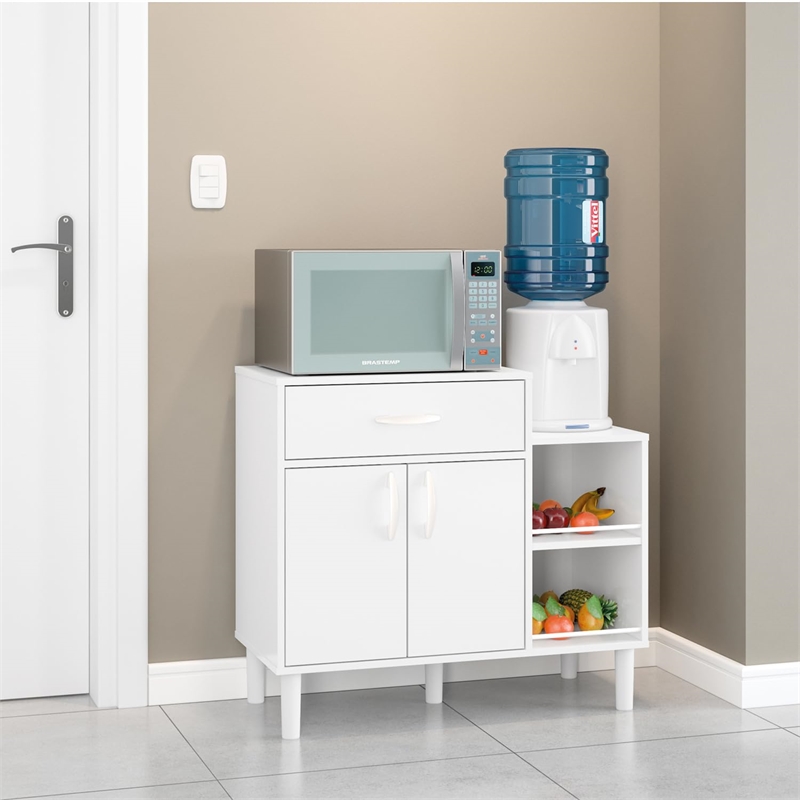 Boahaus Lyon 1-Drawer Modern Wood Kitchen Pantry with Compartments in White