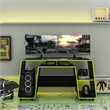 Boahaus Nagoya Modern Wood Gaming Desk with Shelves in Black/Green