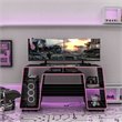 Boahaus Nagoya Modern Wood Gaming Desk with Shelves in Black/Purple