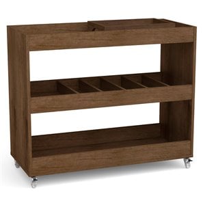Boahaus Rhyl 5-Rack Modern Wood Bar Cart with Lockable Casters in Dark Brown