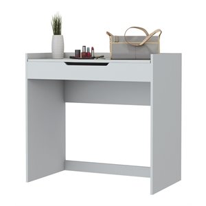 Boahaus Tianjing Modern Wood Student Desk with Flip Top Mirror in White