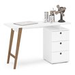 Boahaus Tokyo Modern Wood Computer Desk with Drawers in White