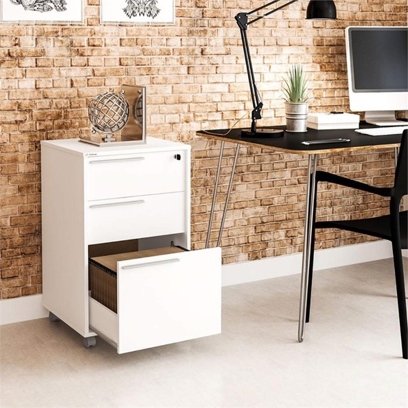 Boahaus Hanoi 3-Drawer Modern Wood File Cabinet with Casters in White