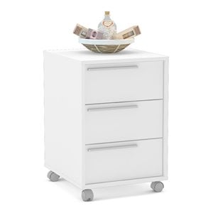 Boahaus Burgos 3-Drawer Modern Wood Nightstand with Casters in White