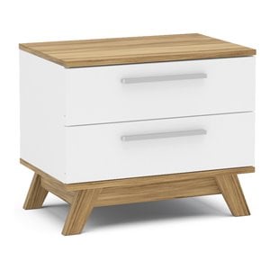 Boahaus Ibiza 2-Drawer Modern Wood Nightstand in White/Brown
