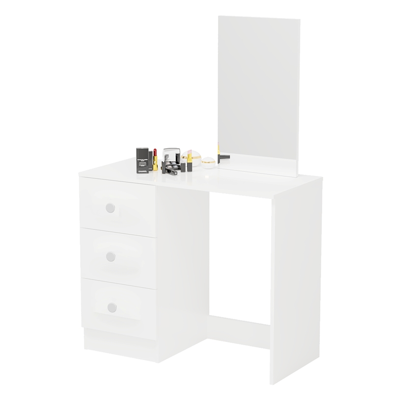Boahaus Alexandra 3-Drawer Modern Wood Dressing Table with Open Storage in White