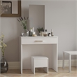 Boahaus Caroline 1-Drawer Modern Wood Makeup Vanity Set with Mirror in White