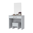 Boahaus Caroline 1-Drawer Modern Wood Makeup Vanity Set with Mirror in White
