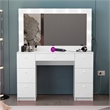 Boahaus Freya 7-Drawer Modern Wood Vanity with Light Bulbs in White