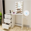 Boahaus Iris 3-Drawer Modern Wood Dressing Table with Light Bulbs in White