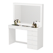 Boahaus Jane 7-Drawer Modern Wood Dressing Table with Mirror in Smoked White