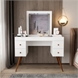 Boahaus Mary 4-Drawer Modern Wood Dressing Table with Mirror in White